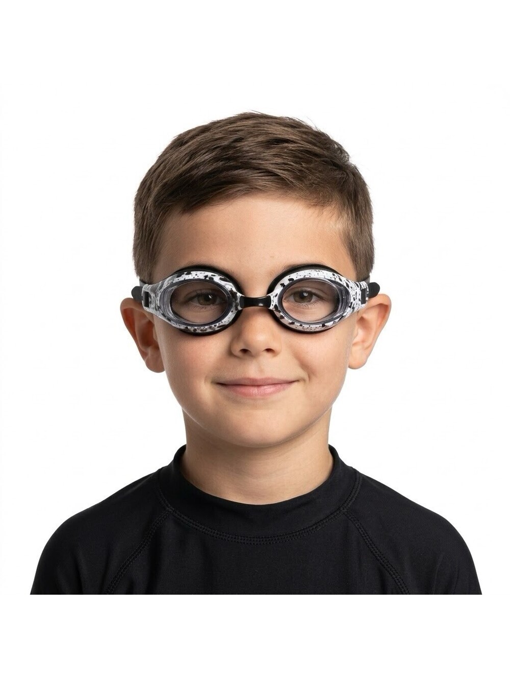 Aqua2ude Kids Swim Goggles Black White Speckle Pattern Swimming Eye Protection